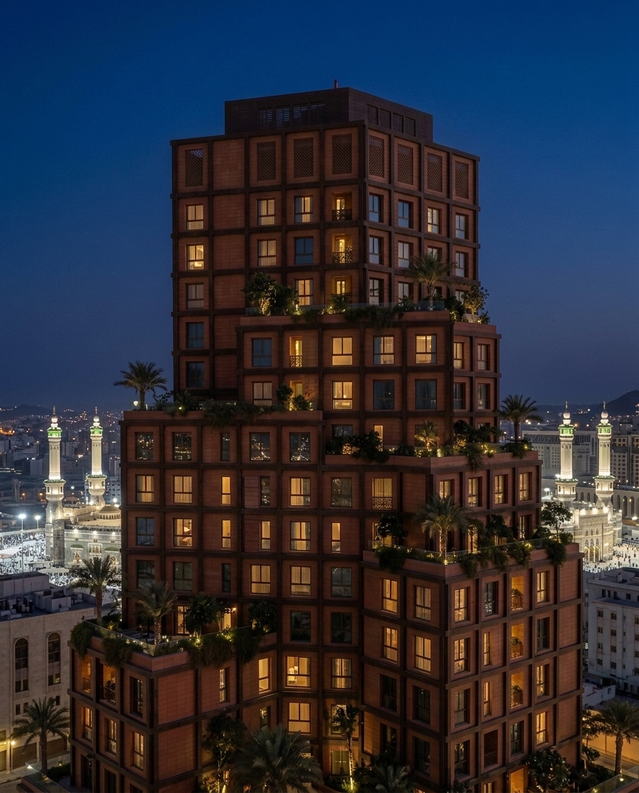 AL BARJEEL roof sign at night