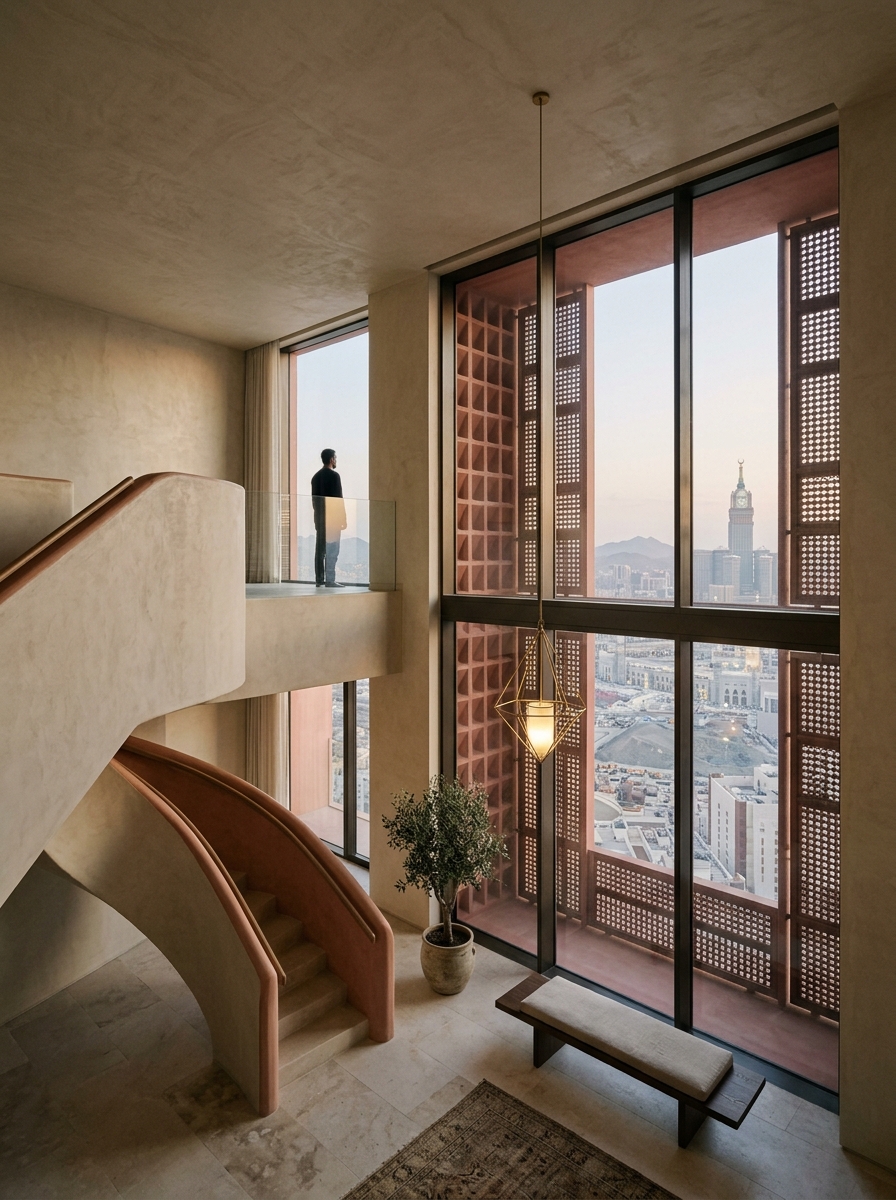 Duplex interior — double height