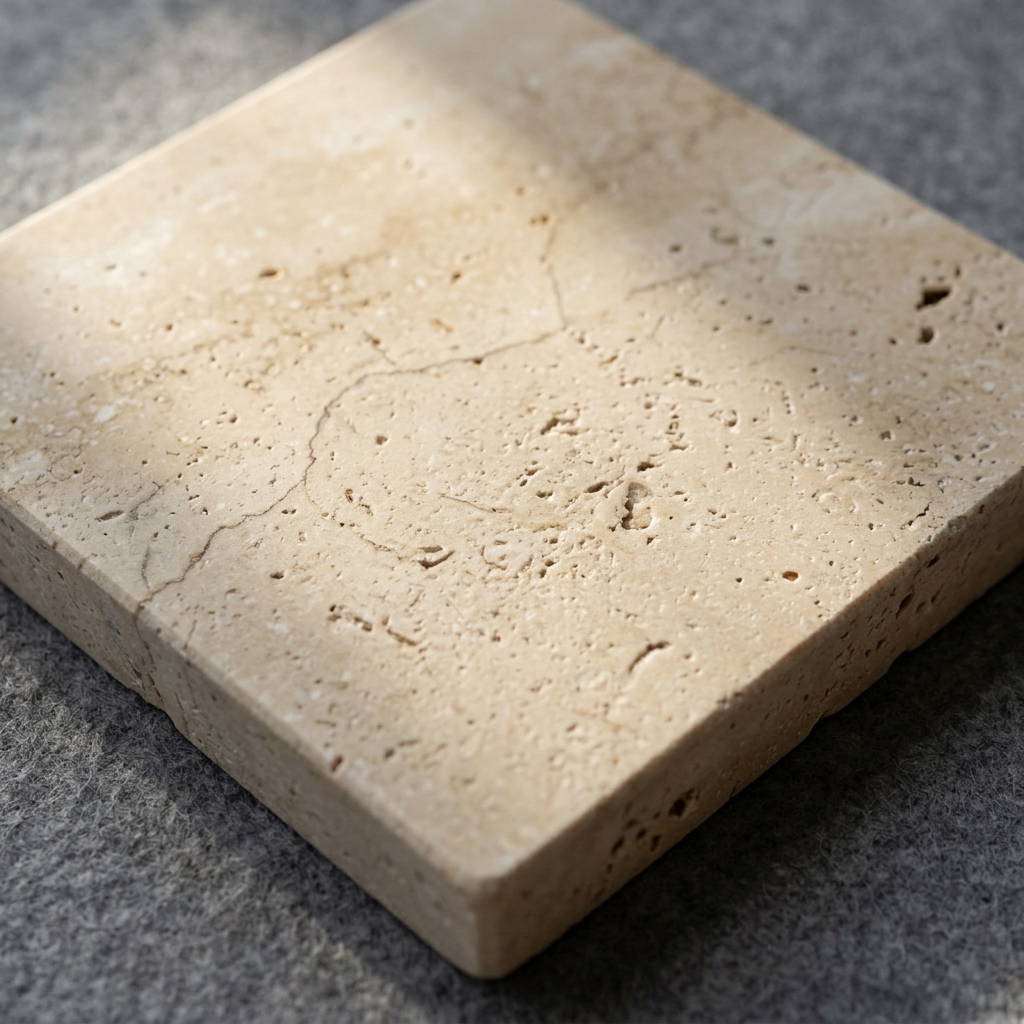 Stone floor macro — warm travertine